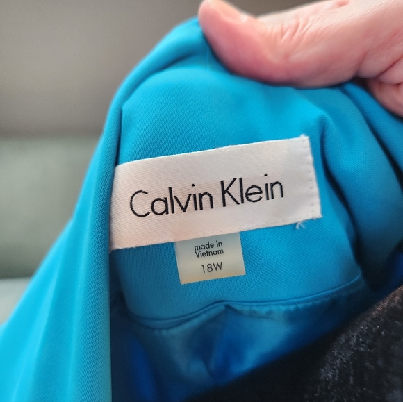 Calvin Klein Women's Teal Blue Turquoise Open Front Blazer Jacket 18W Plus - Picture 6 of 9